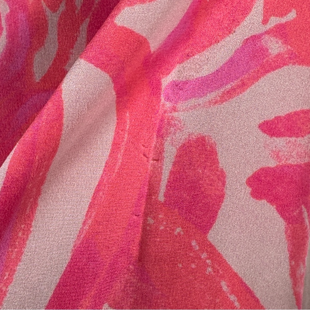 LILLY PULITZER Amelia Island Silk Tunic Pink Coral Navy Split Neckline Sz Small - Picture 6 of 10